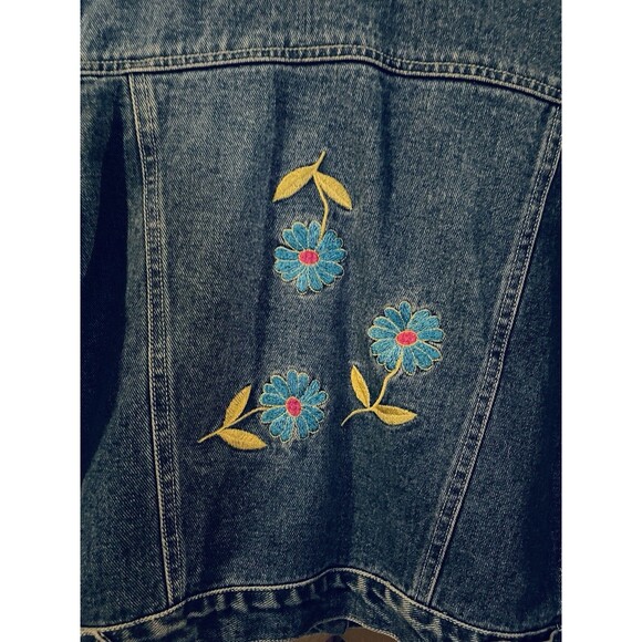 NO BOUNDARIES Embroidered Flowers Blue Denim Jacket Y2K 90's Juniors S - Picture 8 of 9
